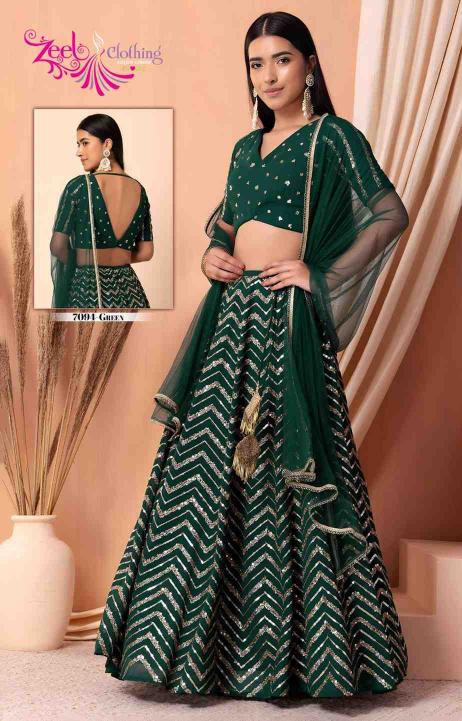 Zeel Clothing vol 33 Georgette Green Bridal lehenga choli wholesalers in Delhi